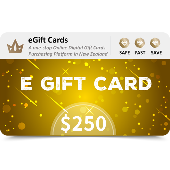 eGift Cards $250 NZD E Gift Card (Email Delivery) 1 eGift Cards $250 NZD E Gift Card (Email Delivery)