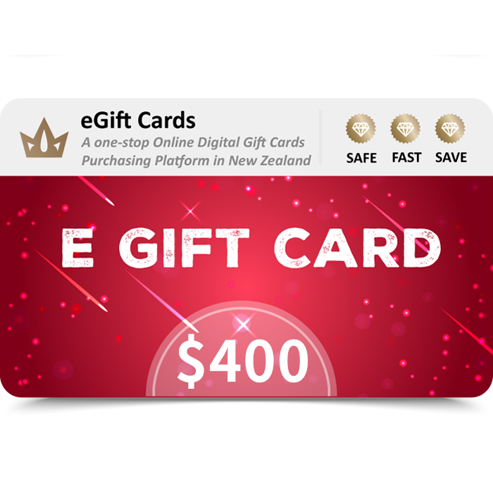 eGift Cards $400 NZD E Gift Card (Email Delivery) 4 eGift Cards 400 NZD E Gift Card Email Delivery 4