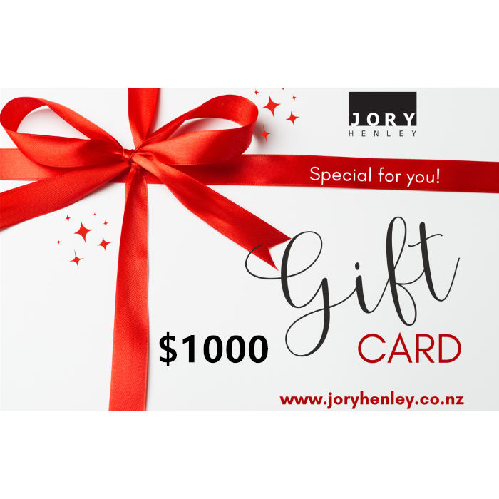 Jory Henley Gift Card $1000 NZD Digital Gift Cards (Email Delivery) 1 Jory Henley Gift Card $1000 NZD Digital Gift Cards (Email Delivery)